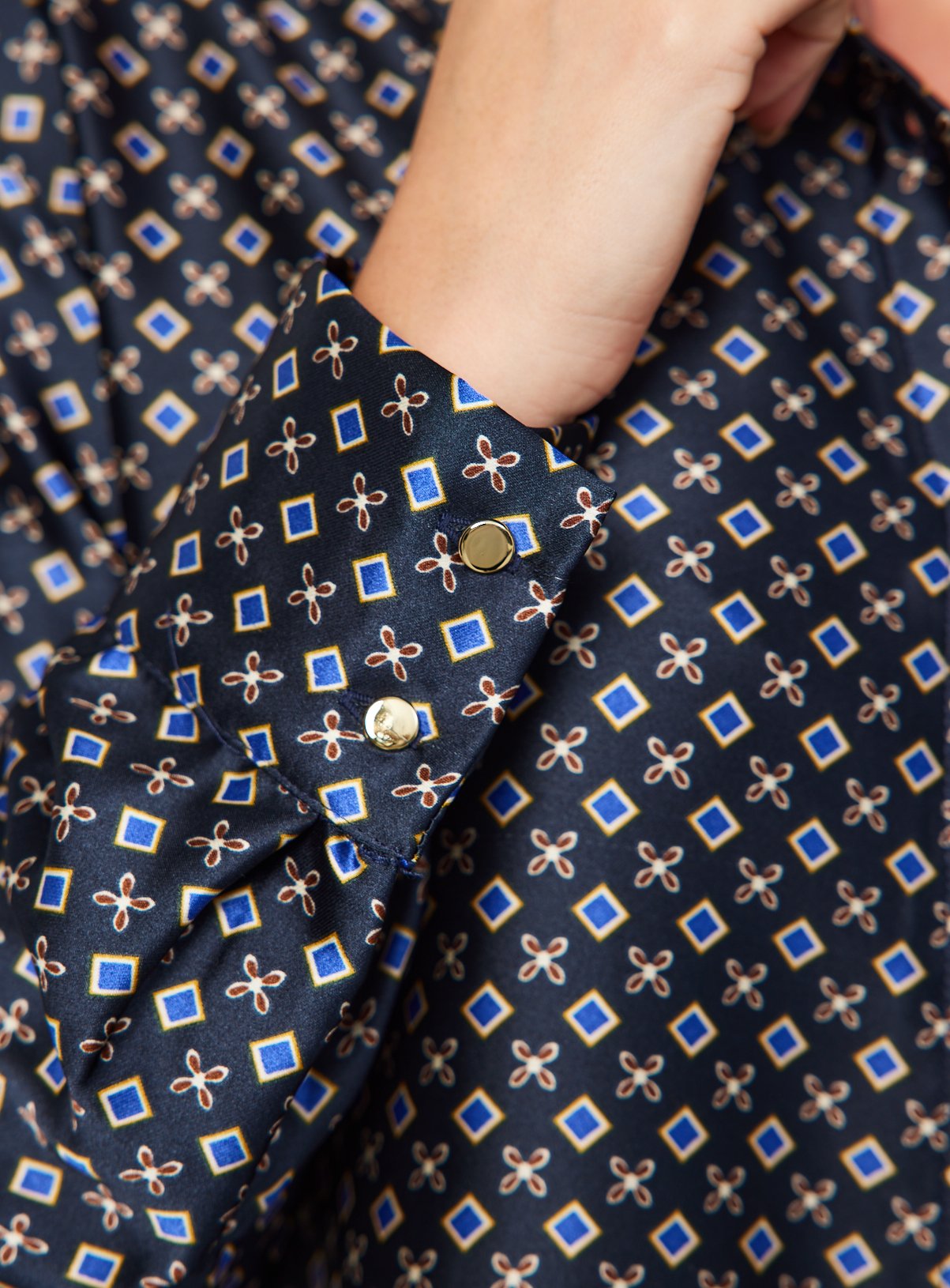 Geo Print Satin Co-ord Shirt 16 - Image 3 thumbnail