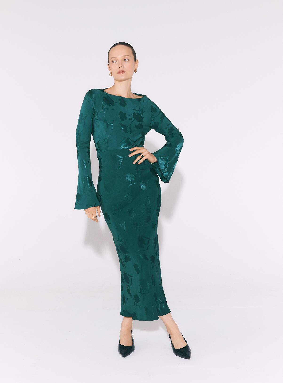 Teal Lace Neck Tea Dress 8 - Image 1