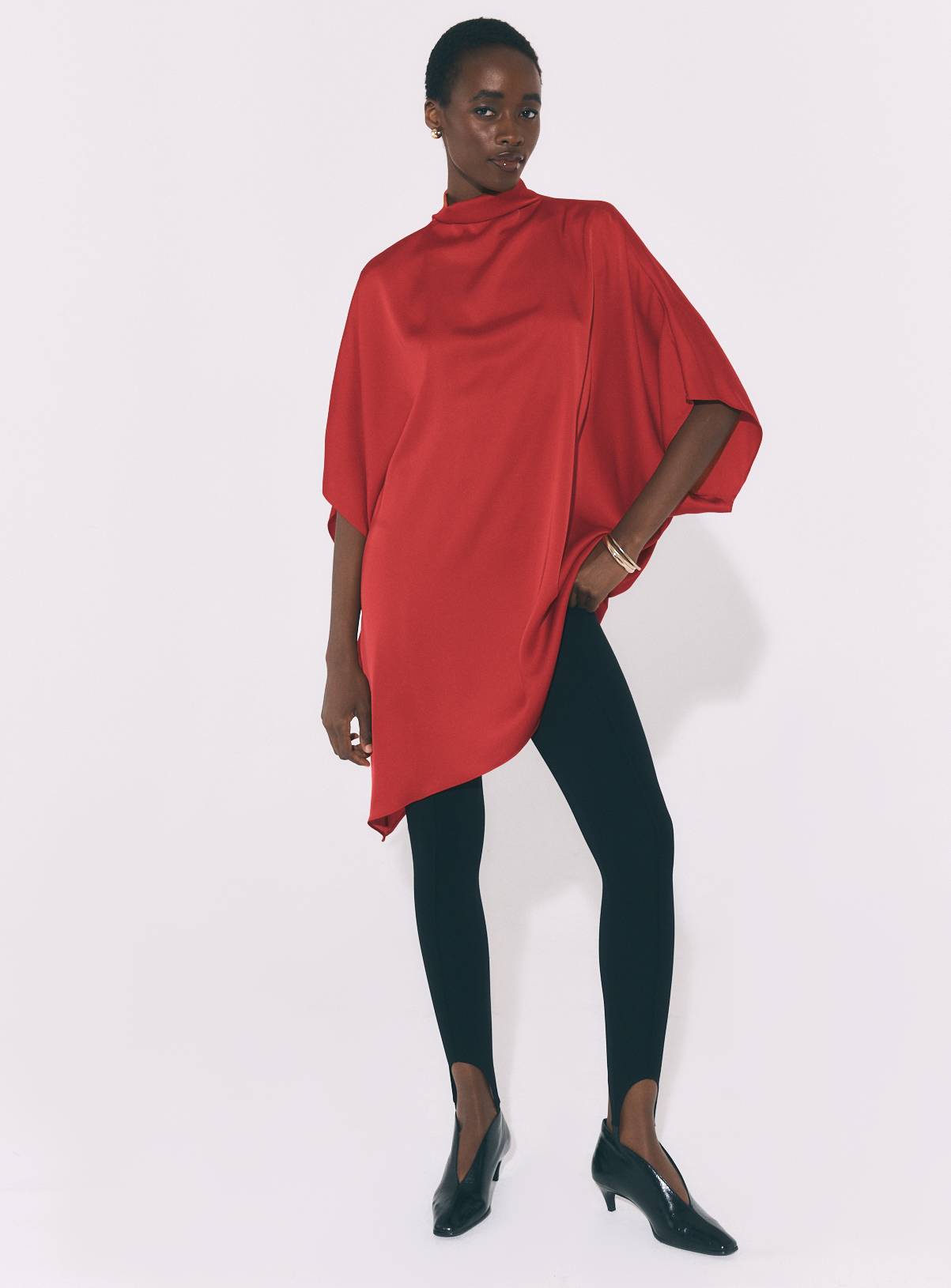 Red Satin Cape Top 14 - Image 2