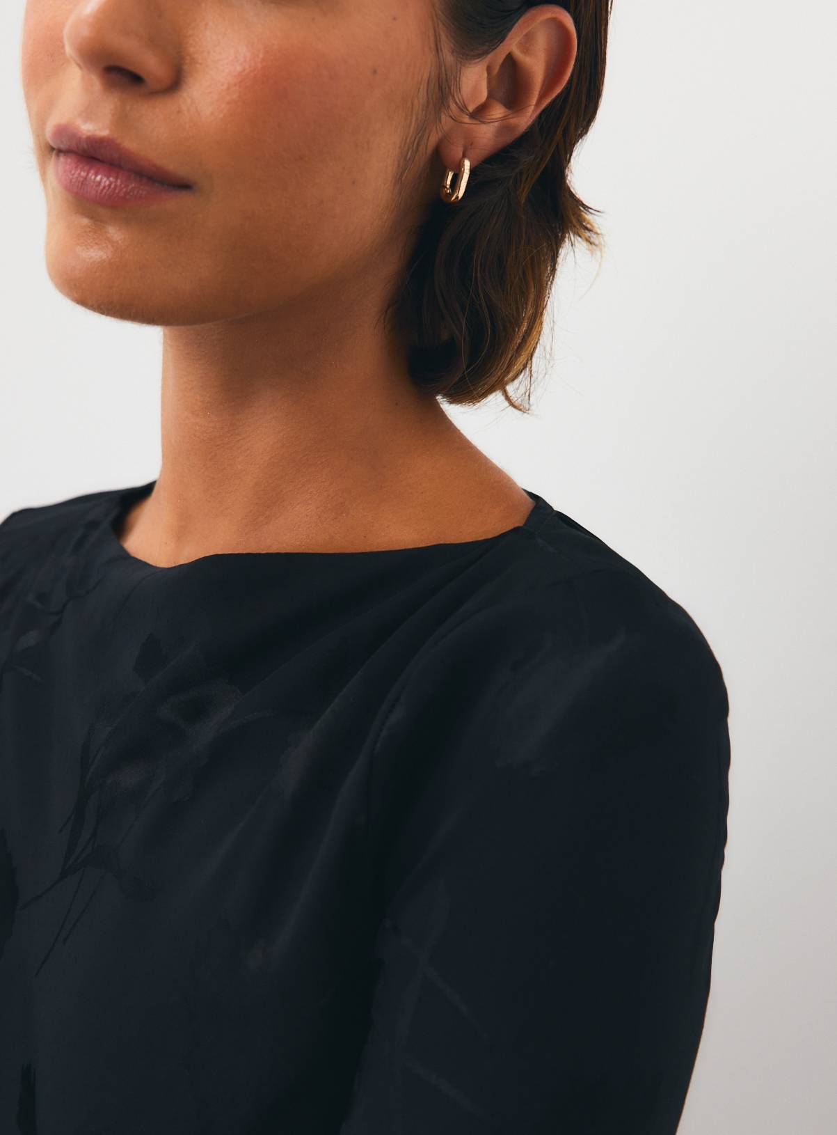 Black Satin Jacquard Drawstring Top 16 - Image 3