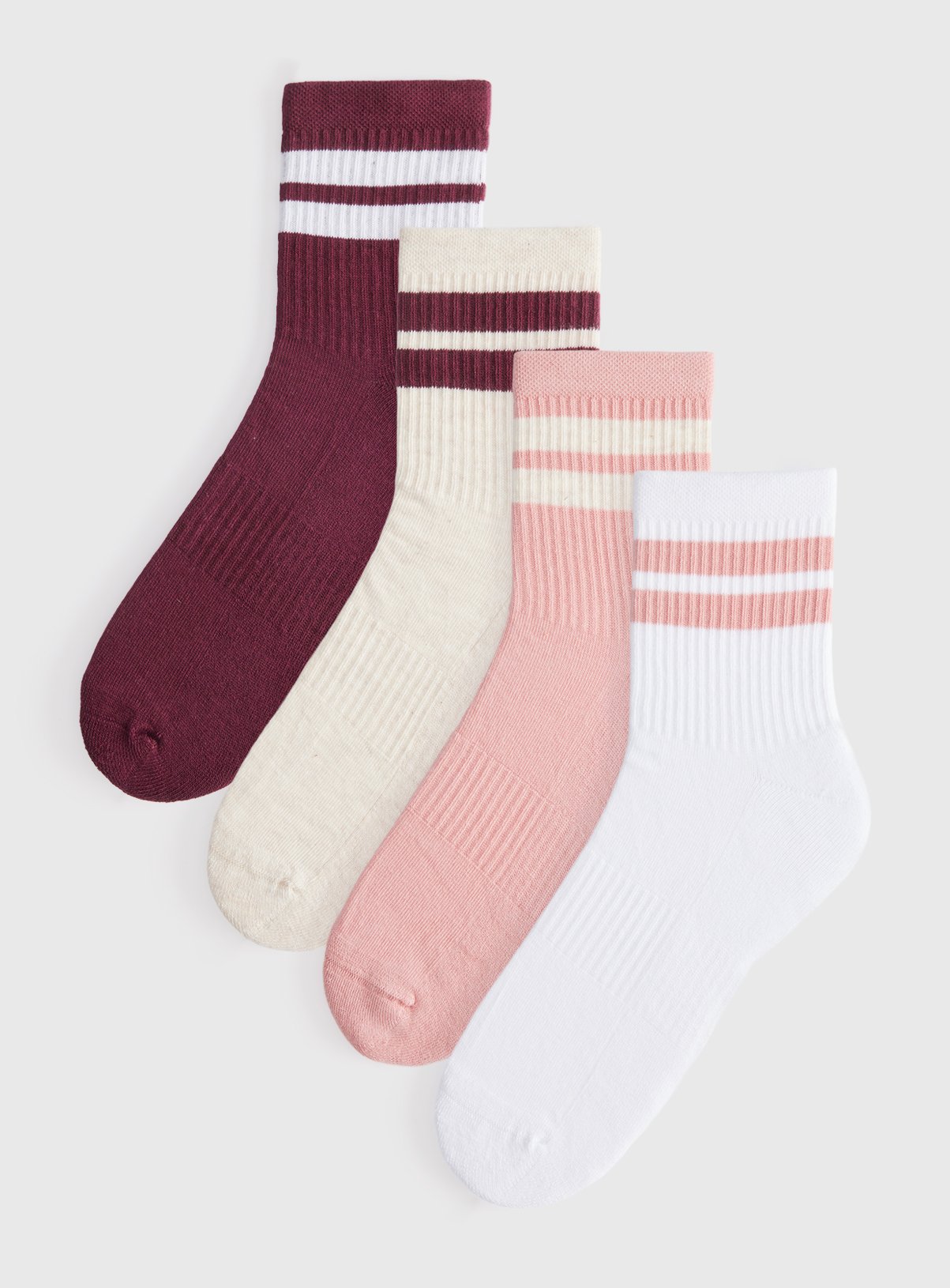 Sport Rib Cropped Ankle Socks 4 Pack  6-8 - Image 1 thumbnail