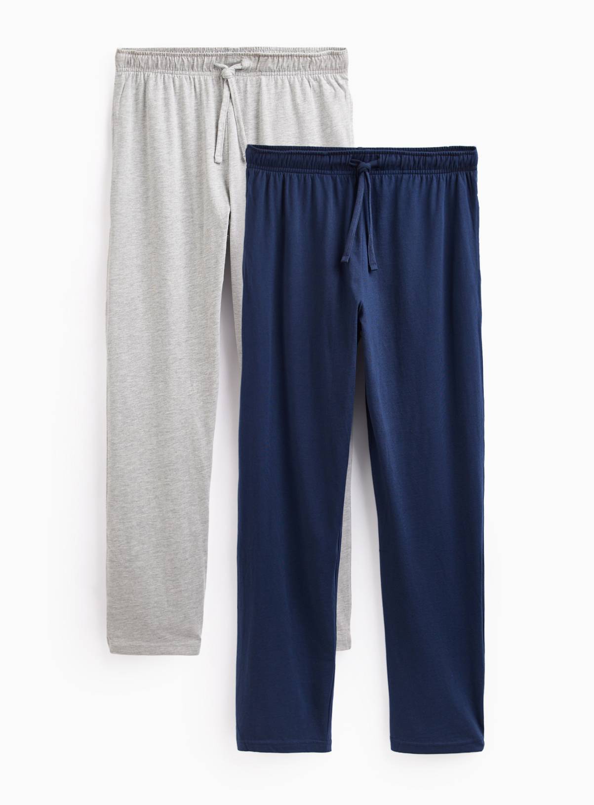 Grey & Navy Cotton Rich Pyjama Bottoms 2-Pack XS - Image 1