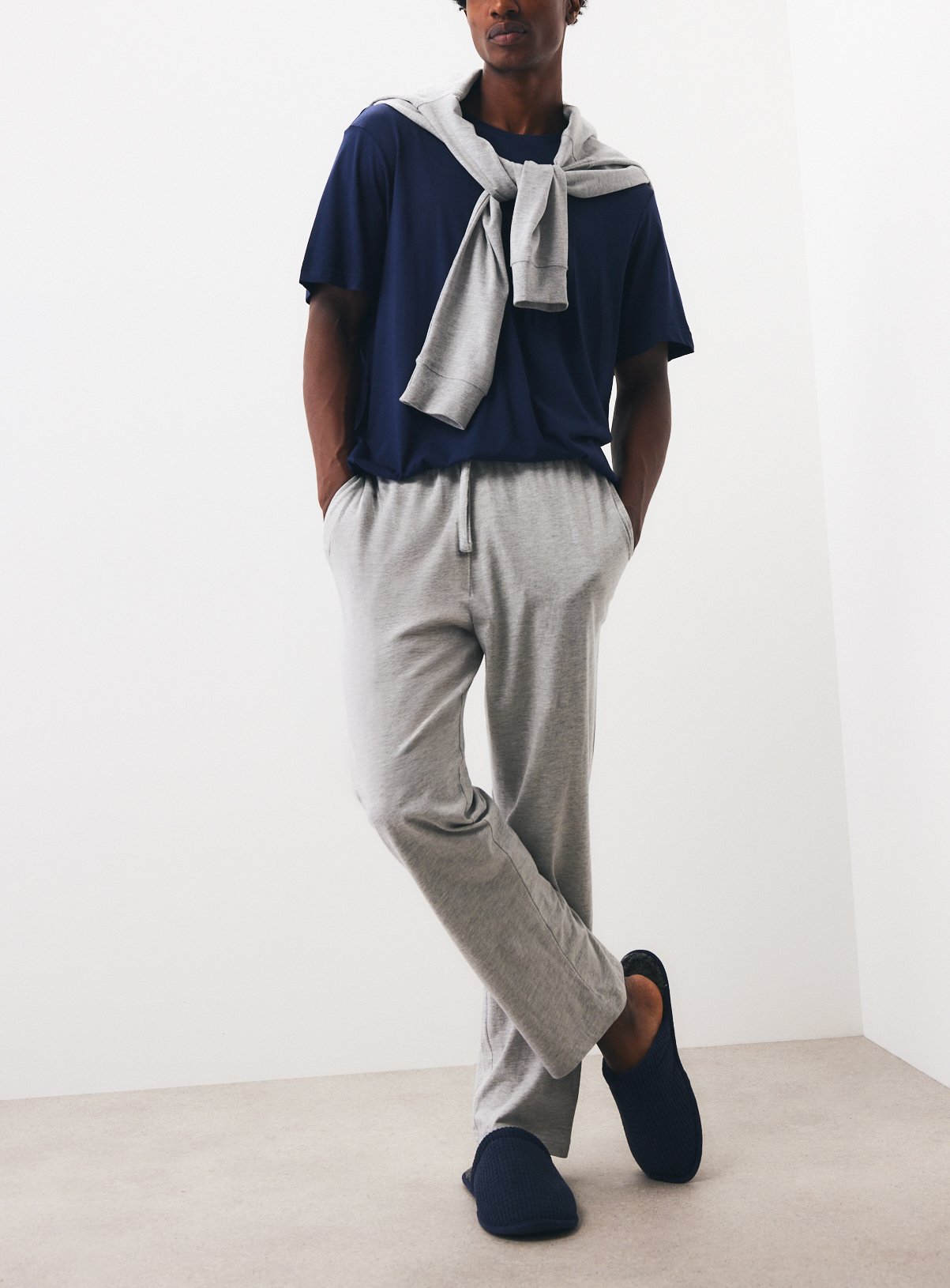 Grey & Navy Cotton Rich Pyjama Bottoms 2-Pack XS - Image 3 thumbnail