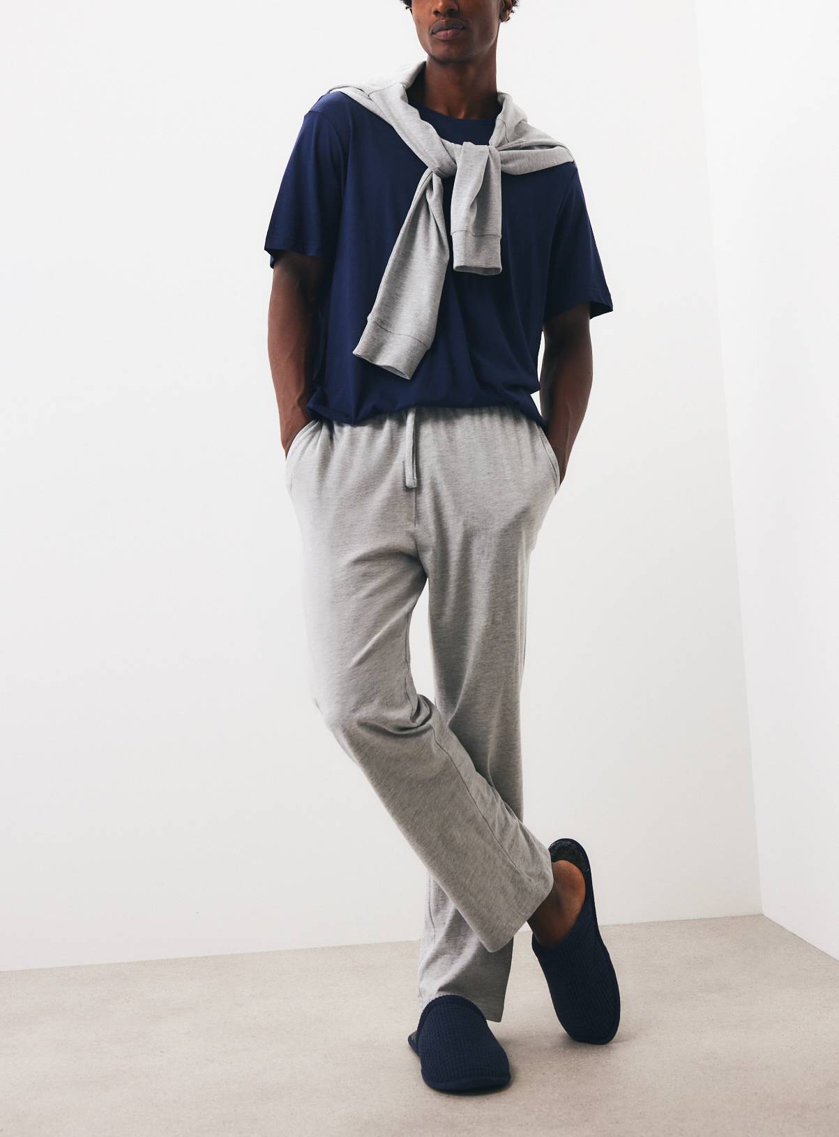 Grey & Navy Cotton Rich Pyjama Bottoms 2-Pack XS - Image 3