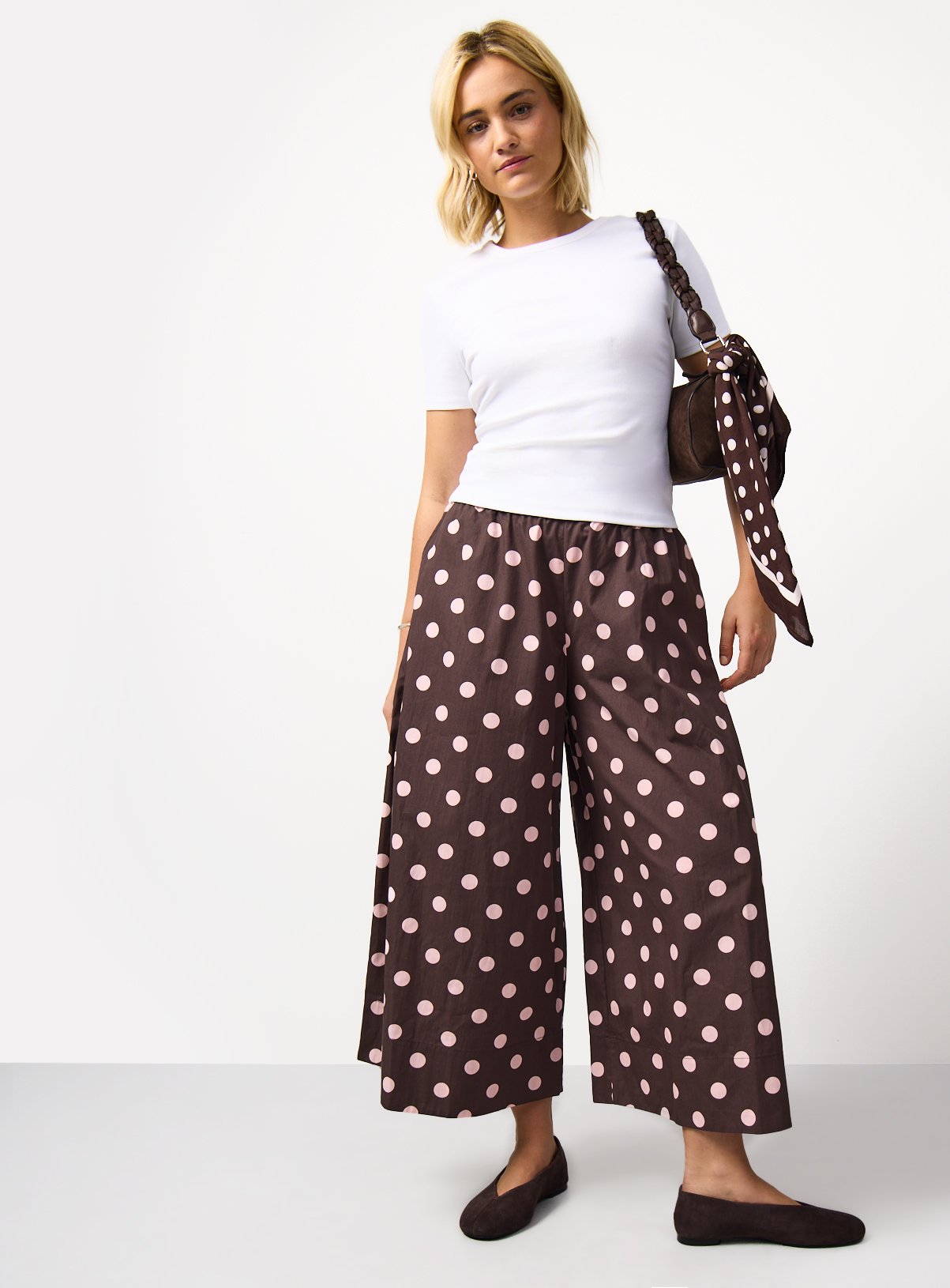 Brown Polka Dot Cotton Wide Leg Culottes 16 - Image 1 thumbnail