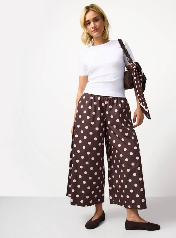 Brown Polka Dot Print Co-ord Culottes 16