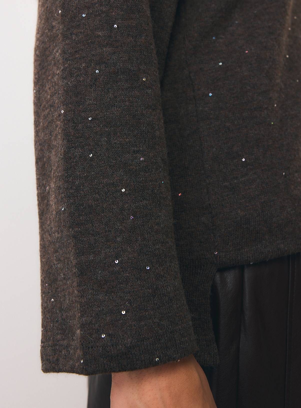 Brown V-Neck Sequin Tunic XXL - Image 3