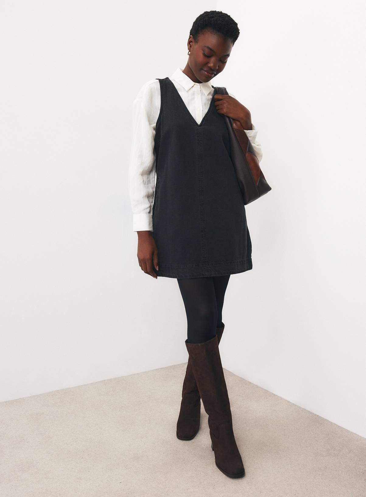 V Front & Back Denim Mini Dress 18 - Image 3
