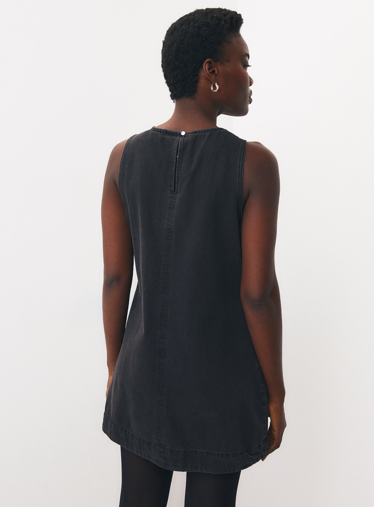V Front & Back Denim Mini Dress 18 - Image 4 thumbnail