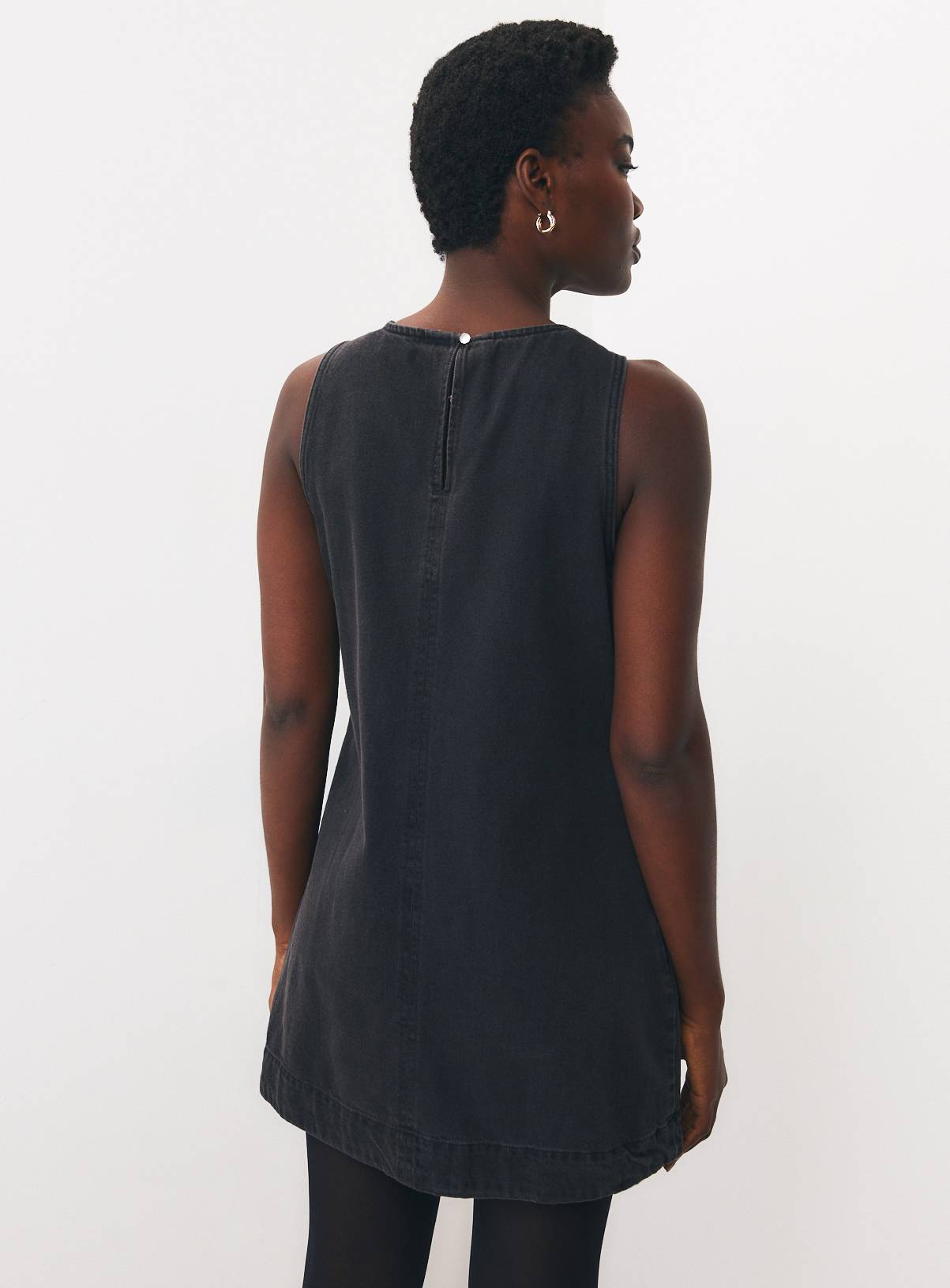V Front & Back Denim Mini Dress 18 - Image 4