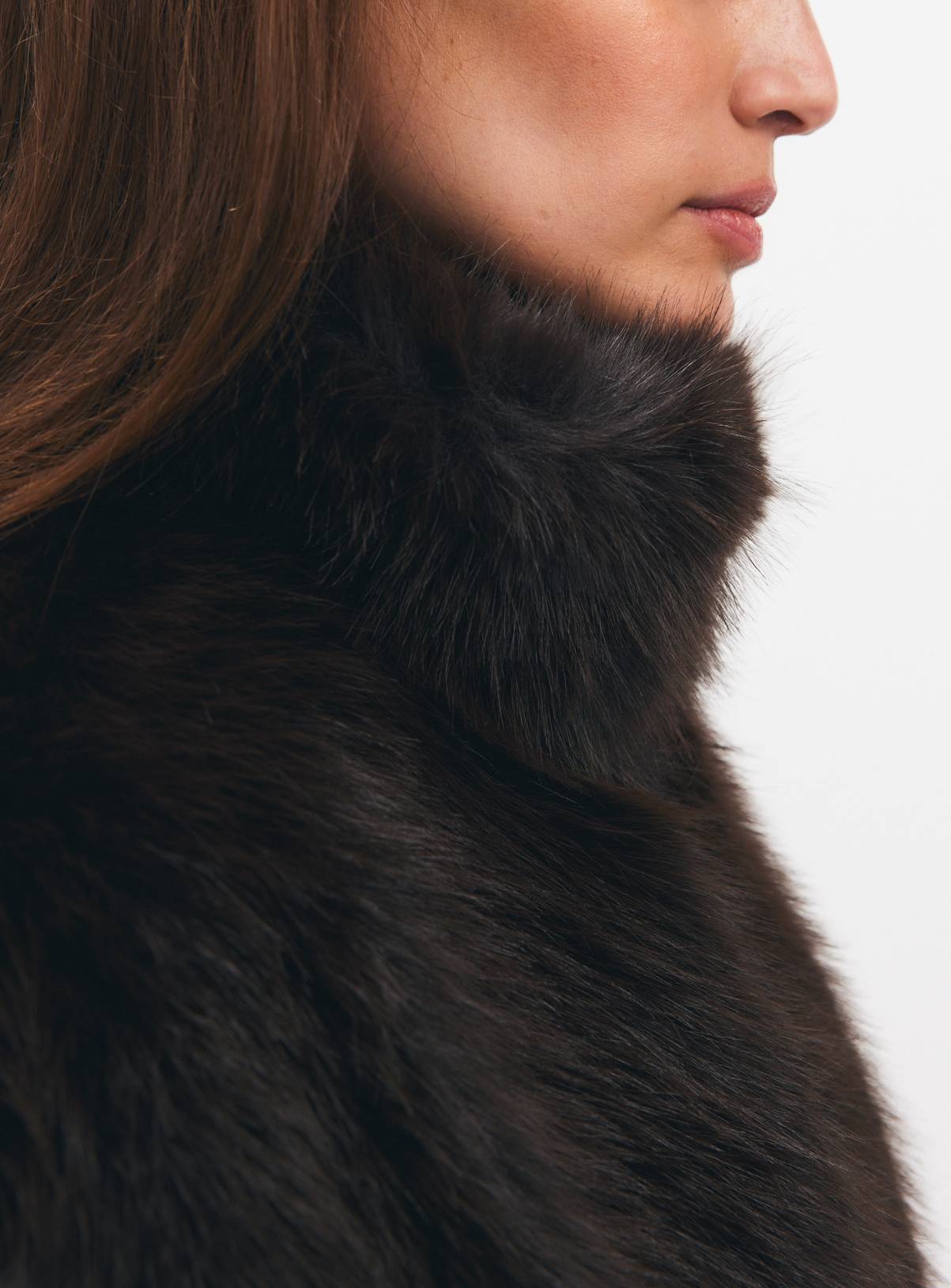 Brown Faux Fur Zip Gilet M - Image 3
