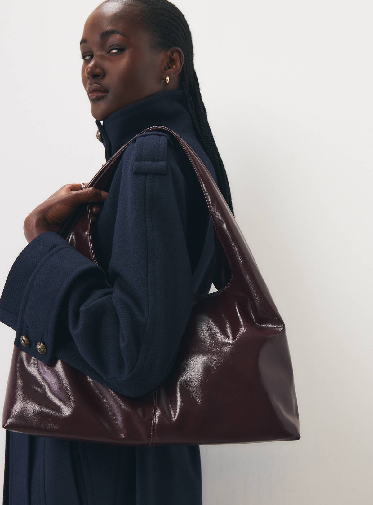 High Shine Slouch Shoulder Bag One Size - Image 1
