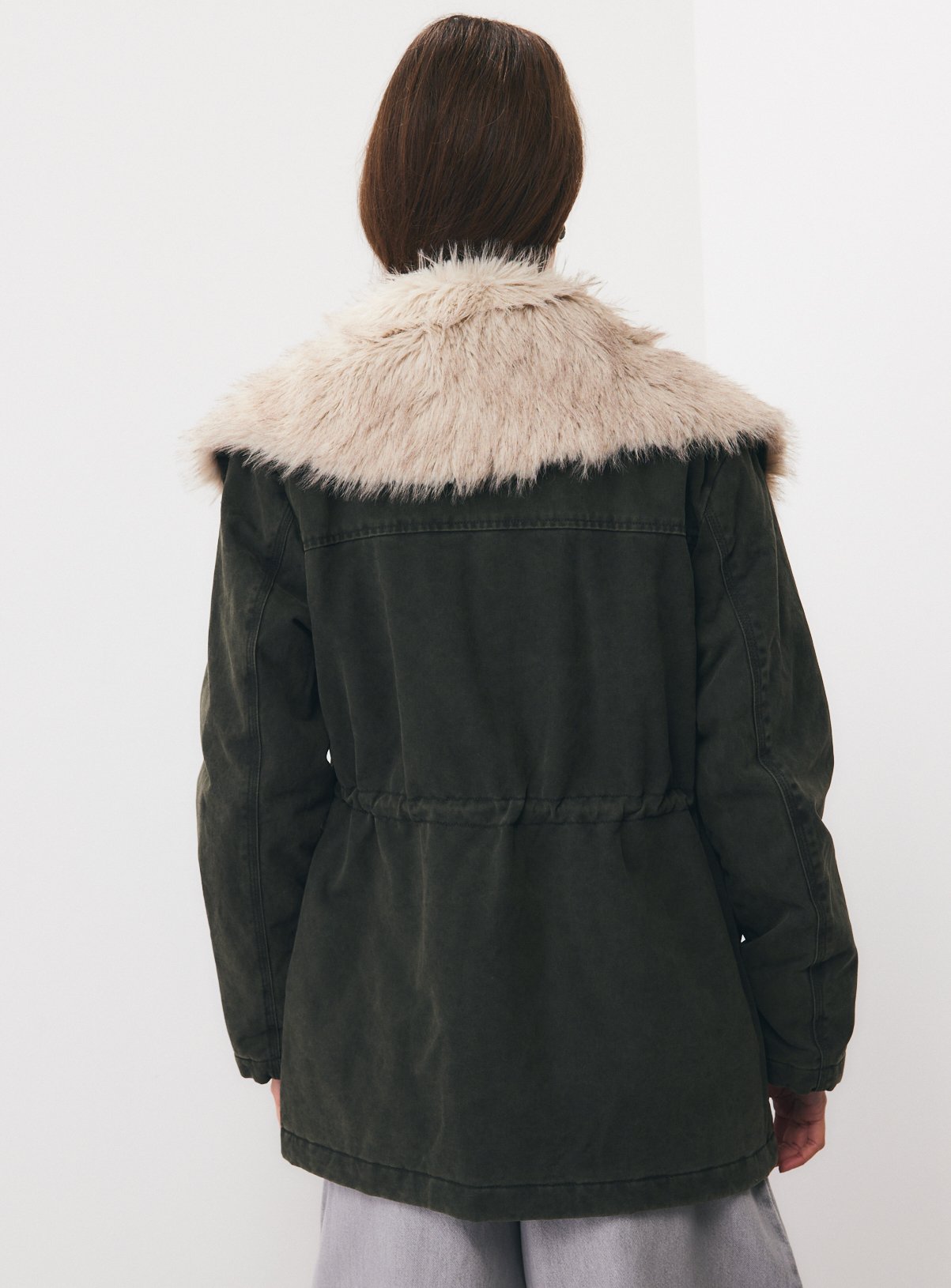 Khaki Lightweight Hooded Wax Parka Jacket S - Image 4 thumbnail
