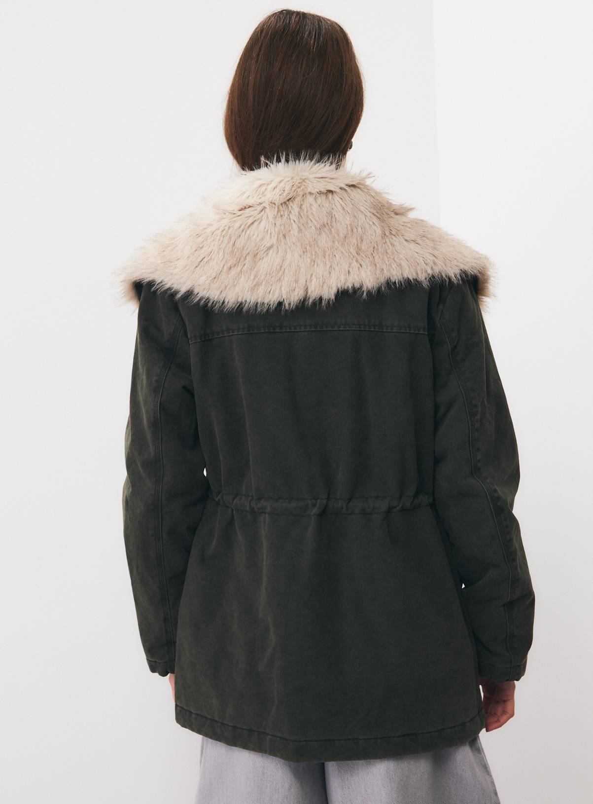 Khaki Lightweight Hooded Wax Parka Jacket S - Image 4