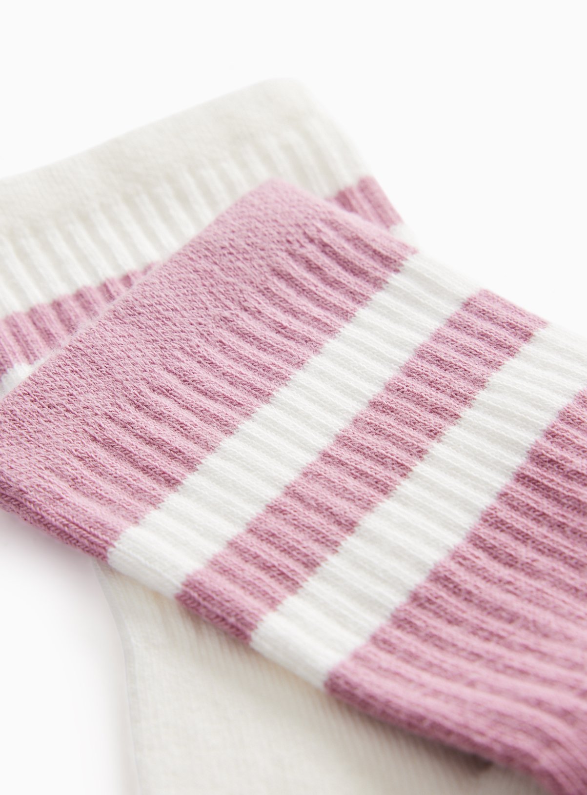 Pink & Cream Striped Ribbed Sports Socks 2-Pack 6-8 - Image 2 thumbnail