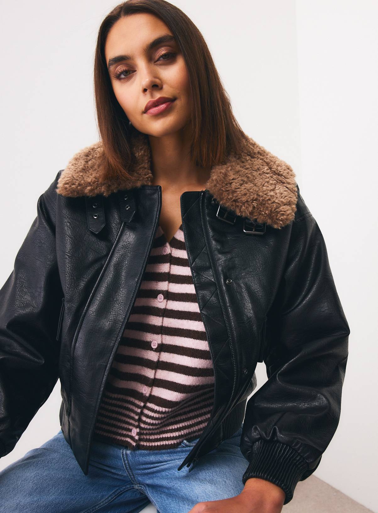 Brown Aviator Jacket S - Image 1