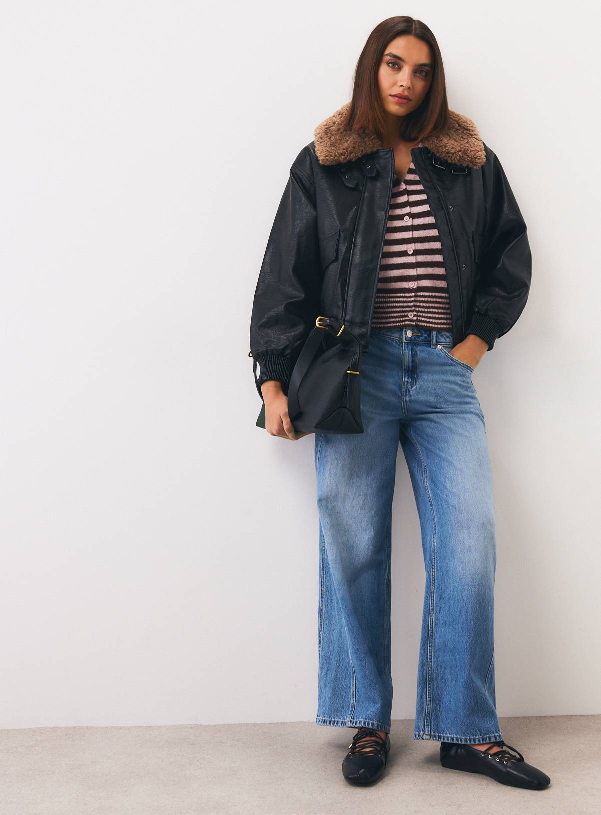 Brown Aviator Jacket S - Image 2
