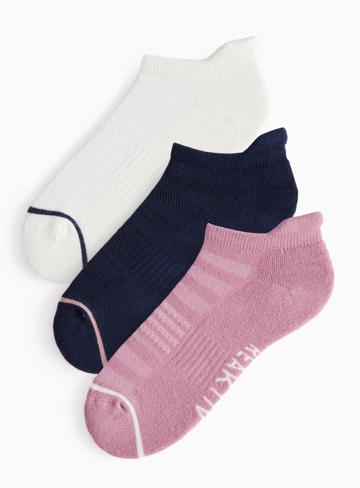 Cream, Pink & Black Trainer Socks 3-Pack 6-8 - Image 1 thumbnail
