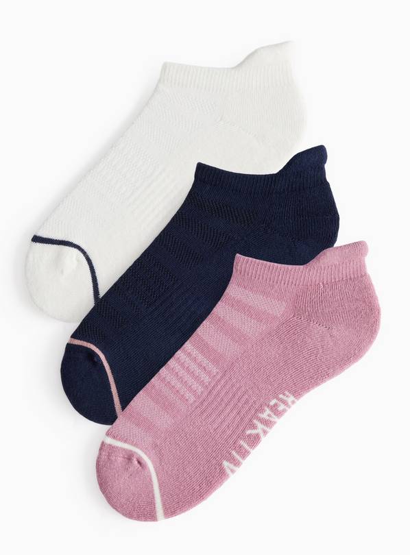 Cream, Pink & Black Trainer Socks 3-Pack 6-8