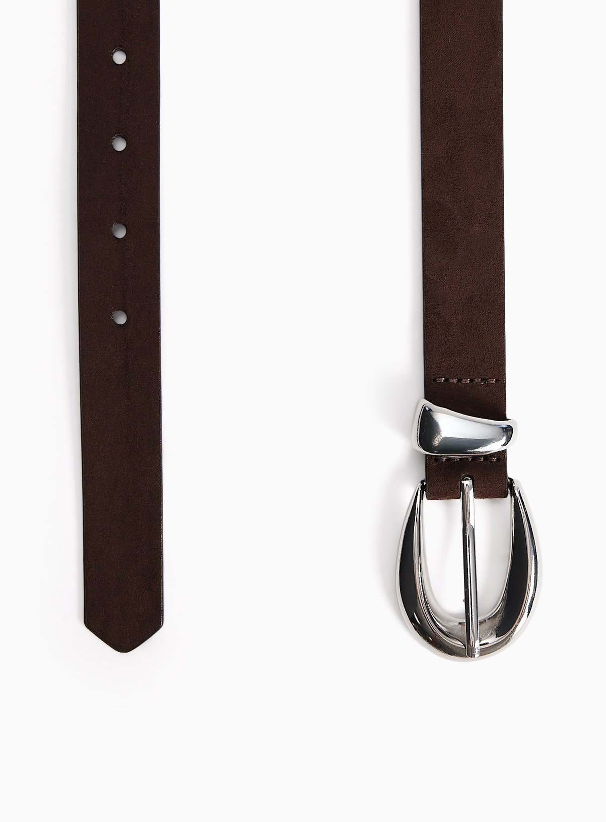 Chocolate Brown Faux Suede Chunky Buckle Belt S - Image 2 thumbnail