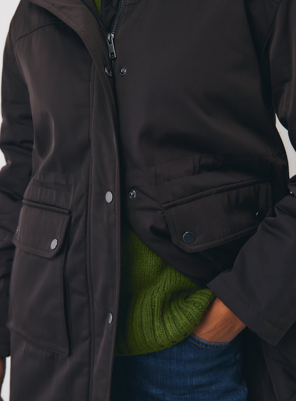 Brown Longline Faux Fur Hooded Parka XS - Image 3 thumbnail