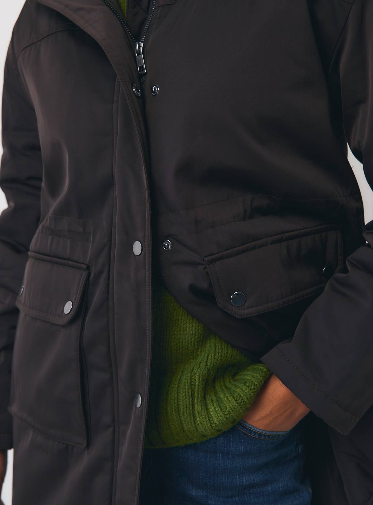 Brown Longline Faux Fur Hooded Parka XS - Image 3