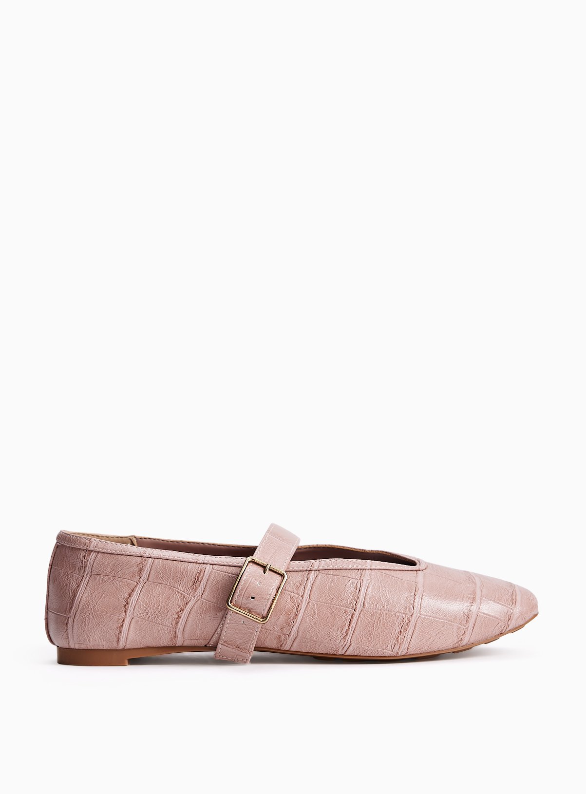 Pink Faux Croc Mary Jane Ballerina Shoes 8 - Image 2 thumbnail