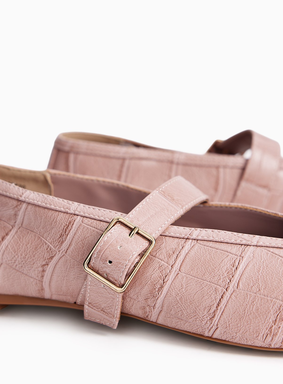 Pink Faux Croc Mary Jane Ballerina Shoes 6 - Image 3 thumbnail