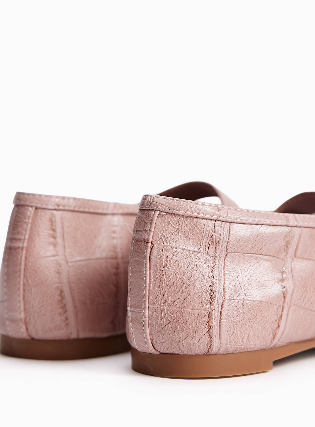 Pink Faux Croc Mary Jane Ballerina Shoes 6 - Image 4