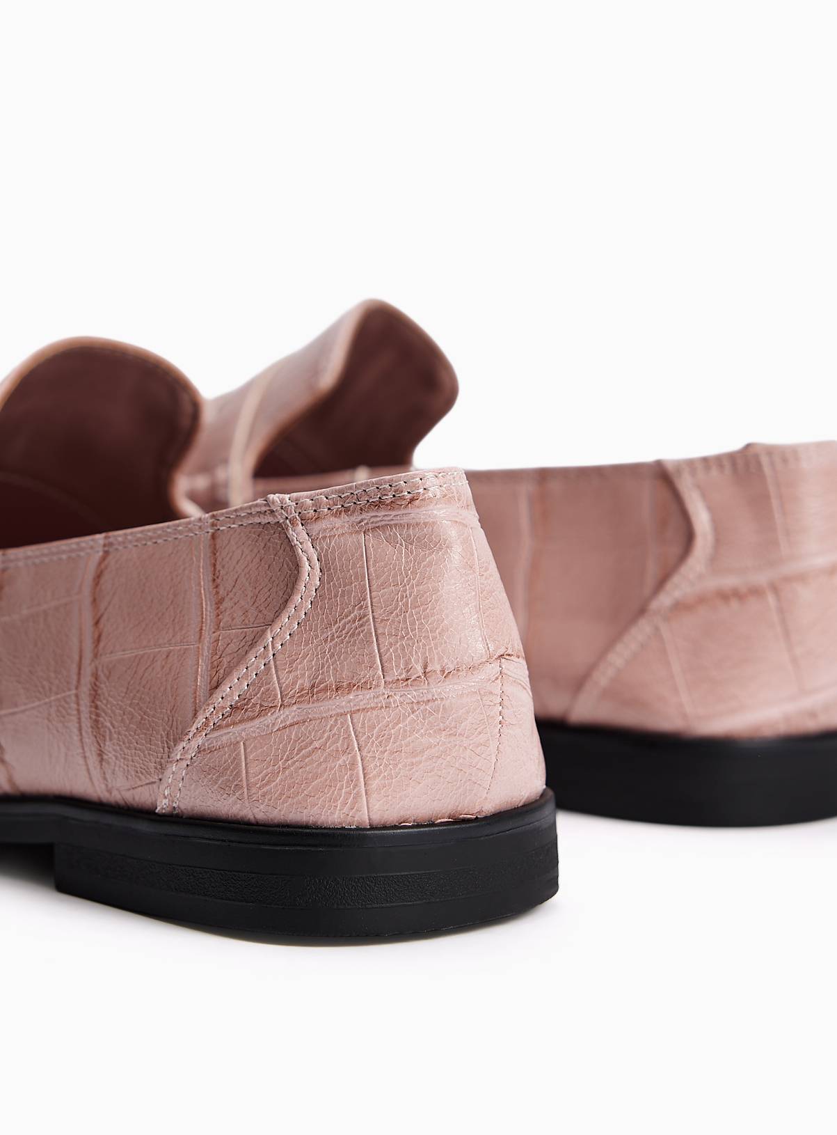 Pink Faux Croc Loafers 4 - Image 4