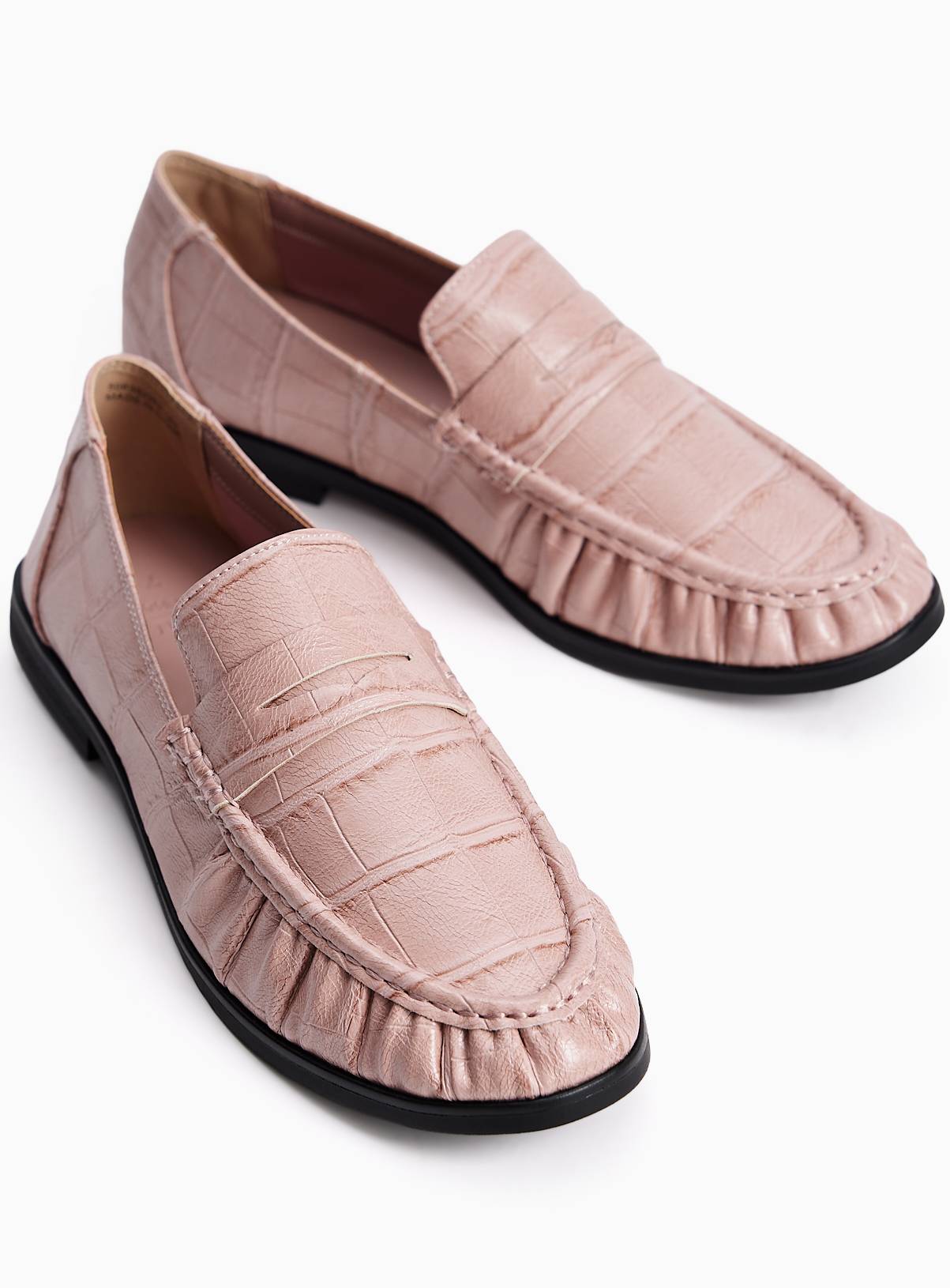 Pink Faux Croc Loafers 5 - Image 3