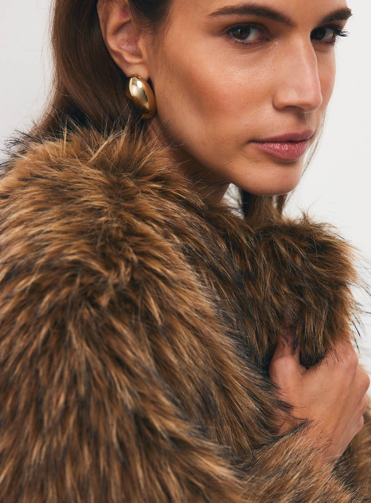 Brown Tipped Faux Fur Bolero XL - Image 2