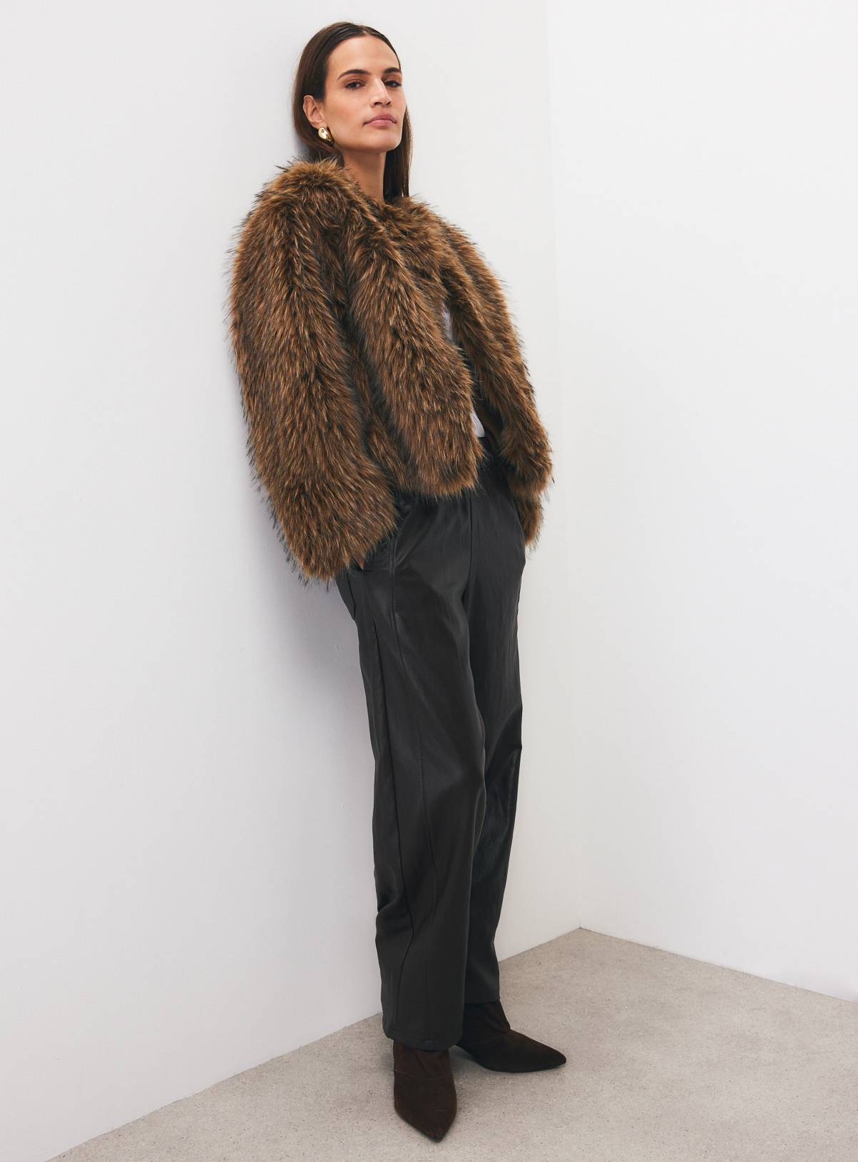 Brown Tipped Faux Fur Bolero XL - Image 3