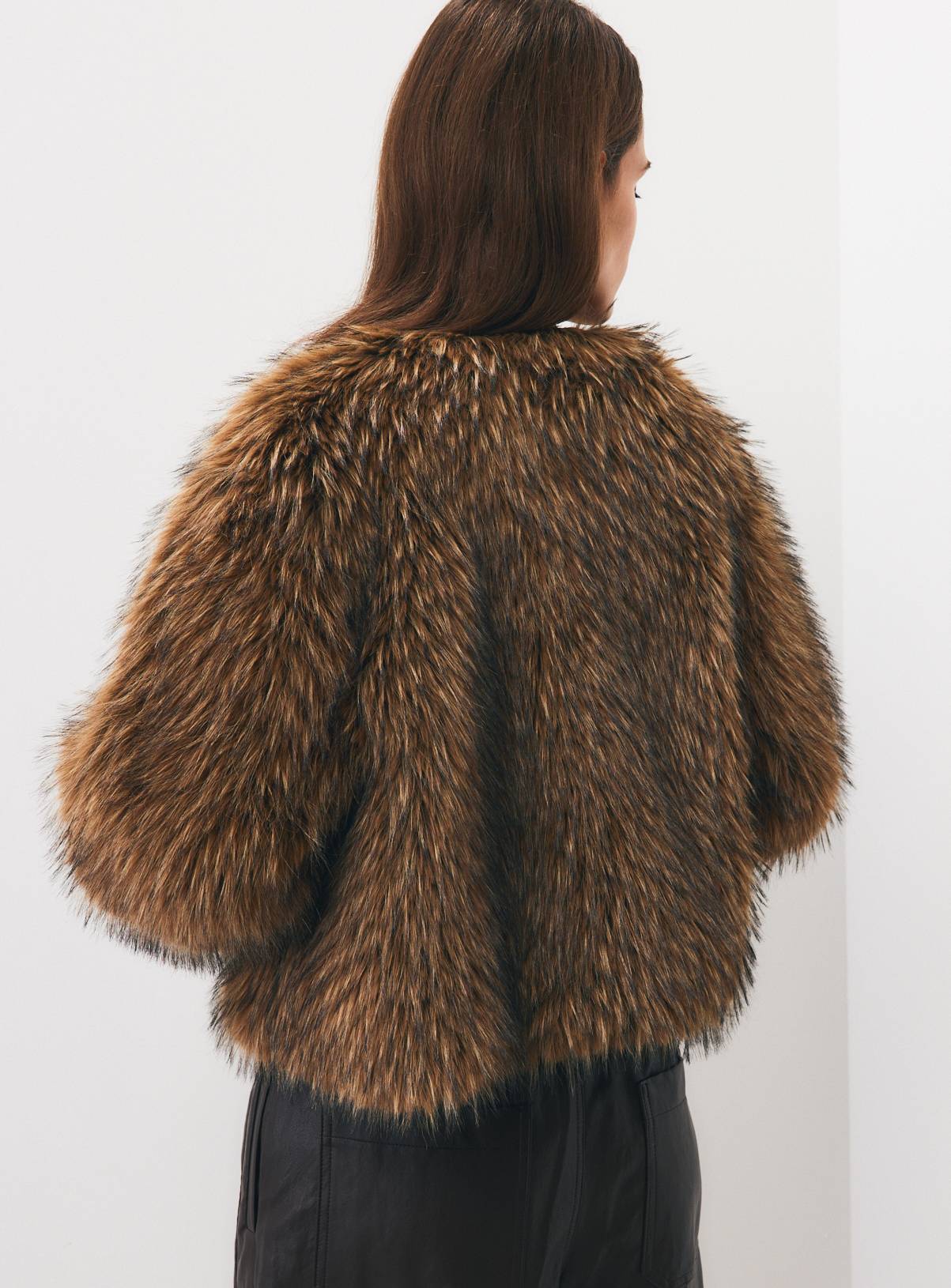 Brown Tipped Faux Fur Bolero XL - Image 4