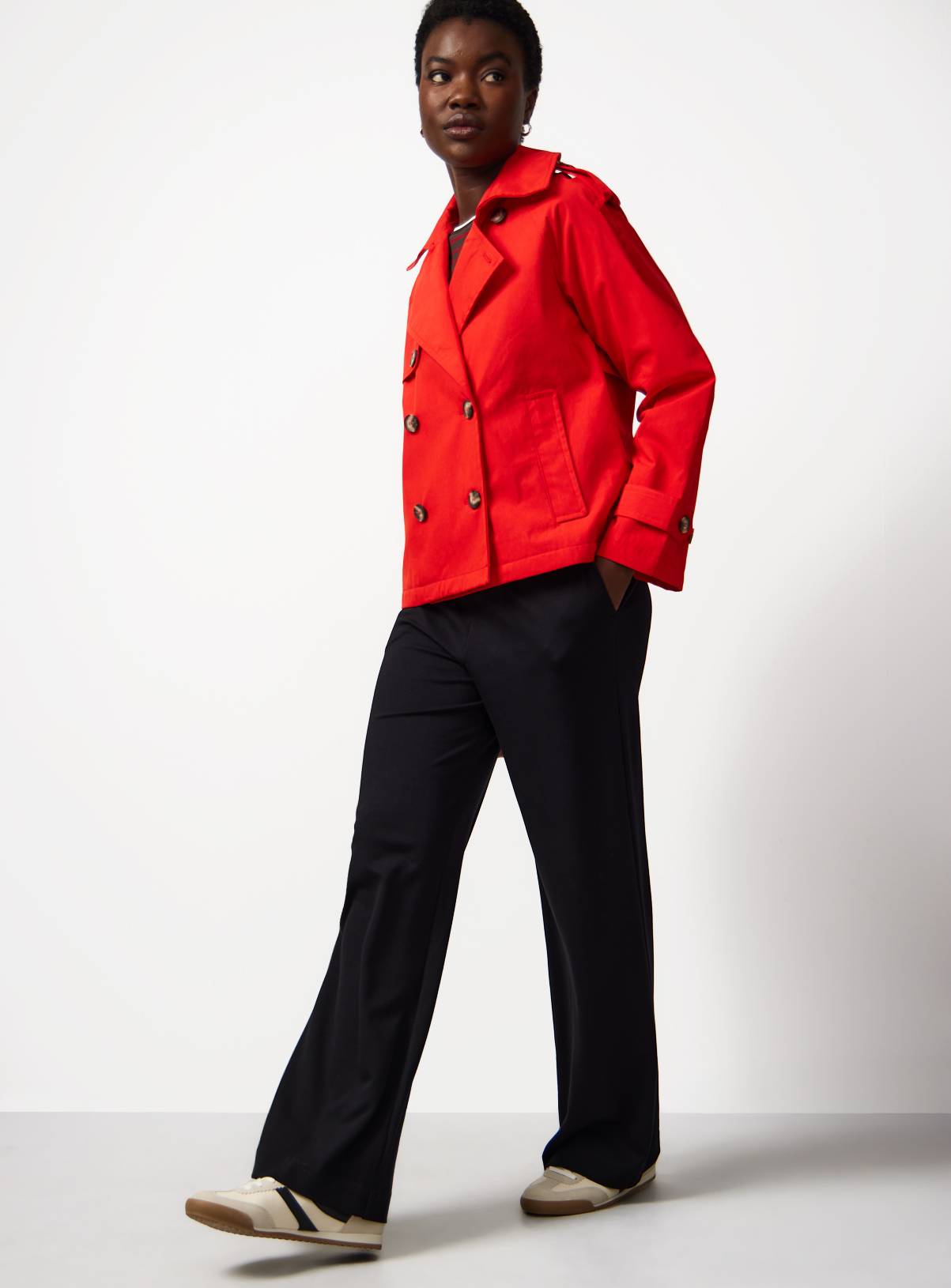 Red Short Trench Jacket M - Image 2