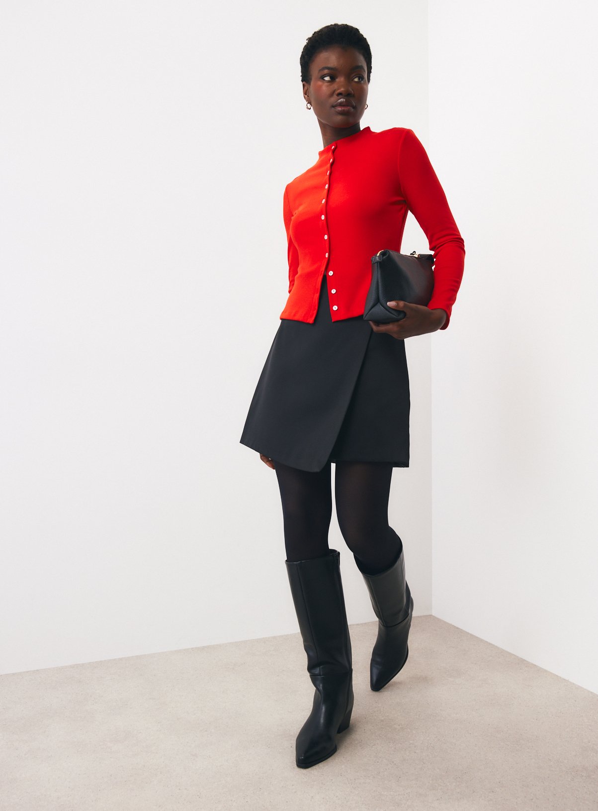 Black Satin Wrap Mini Skirt 6 - Image 2 thumbnail