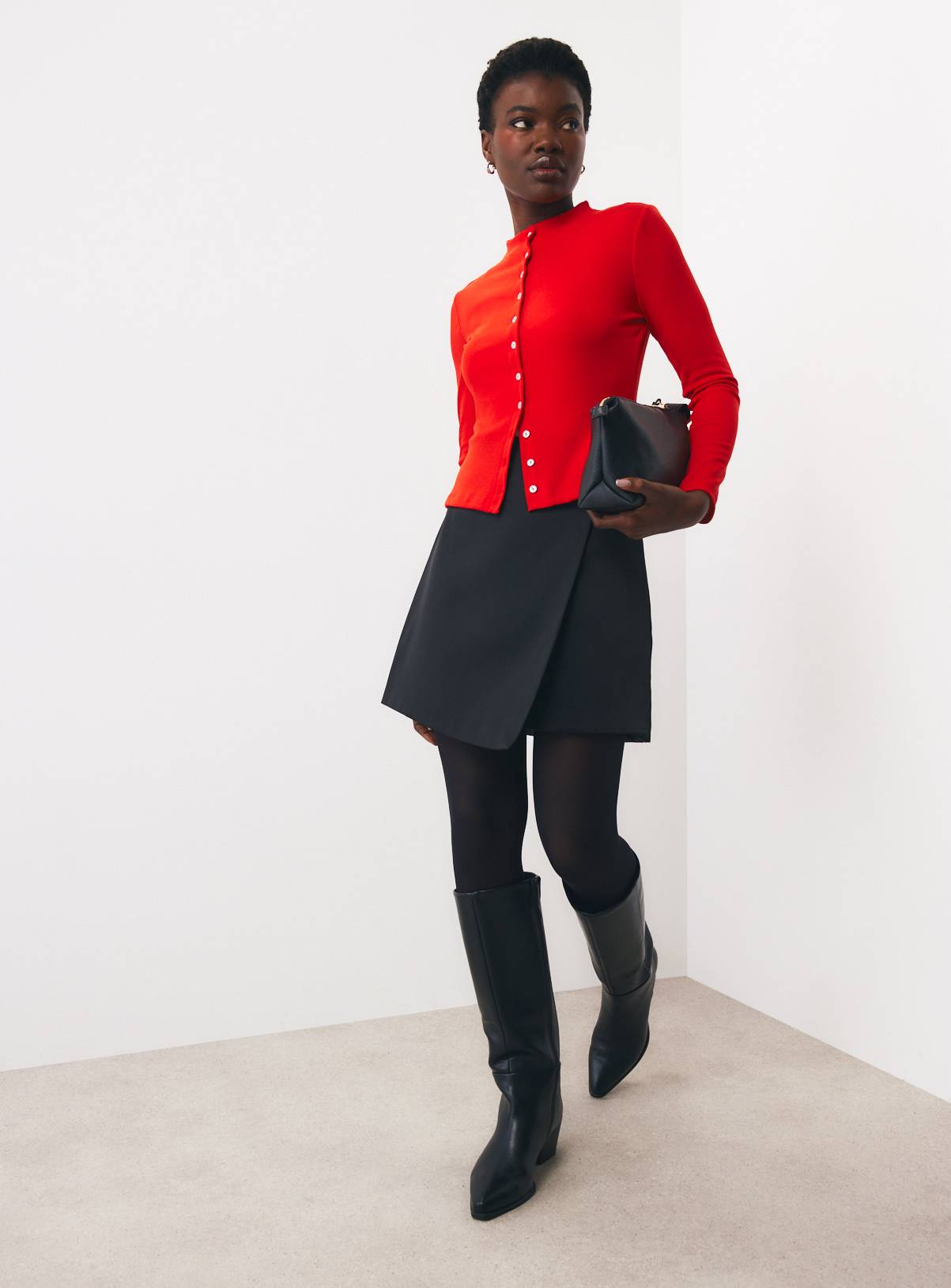Black Satin Wrap Mini Skirt 6 - Image 2