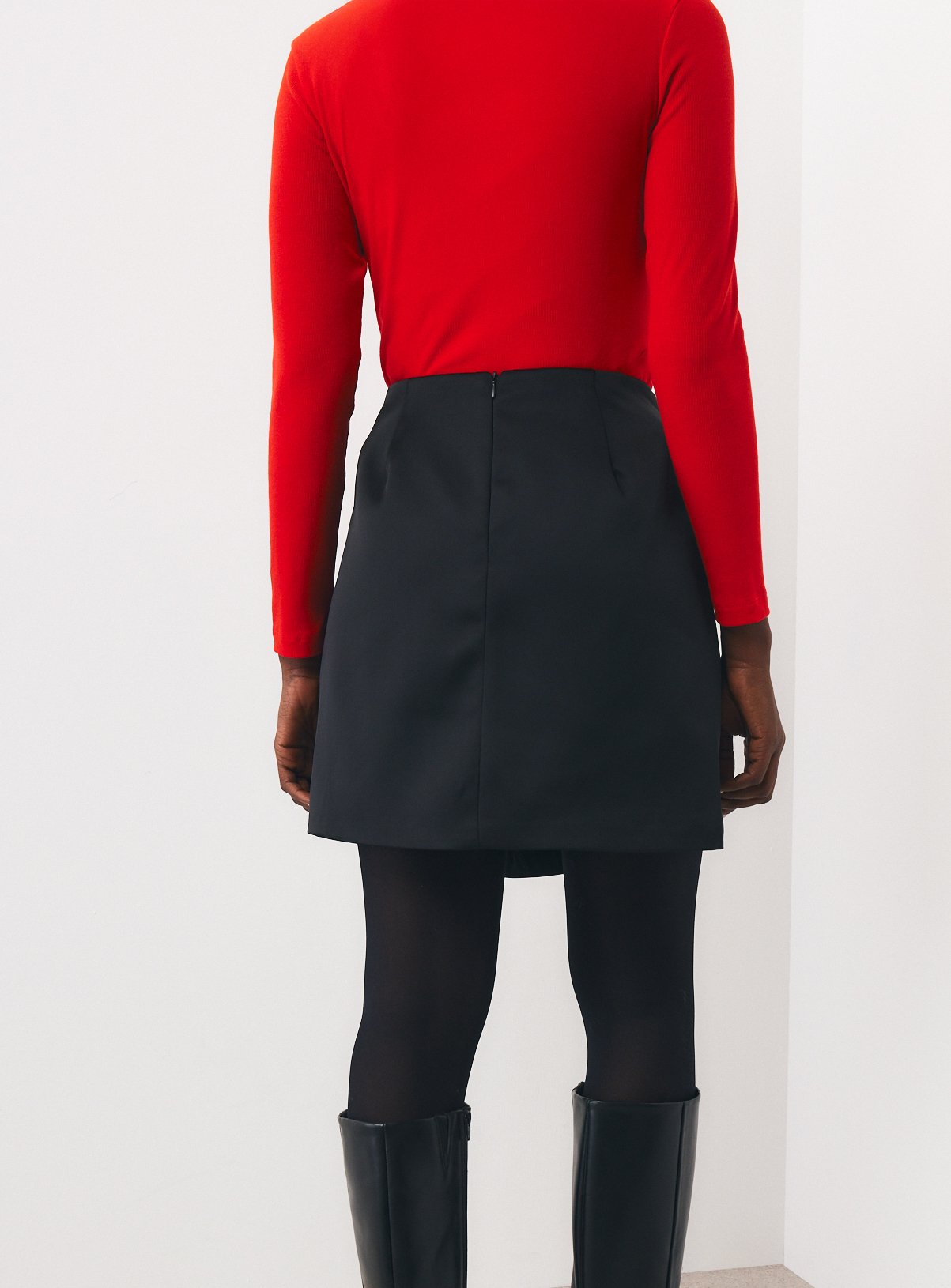 Black Satin Wrap Mini Skirt 6 - Image 4 thumbnail