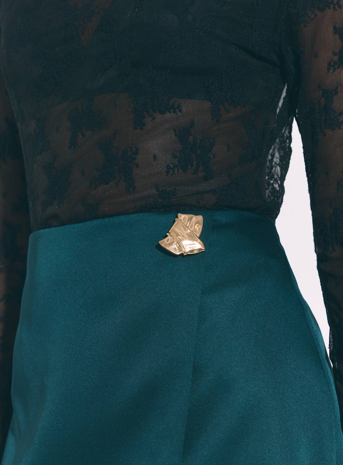 Teal Satin Wrap Mini Skirt 6 - Image 3