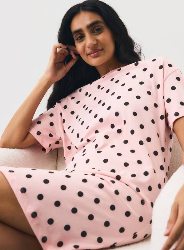 Pink & Brown Spotted Sleep T-Shirt XS