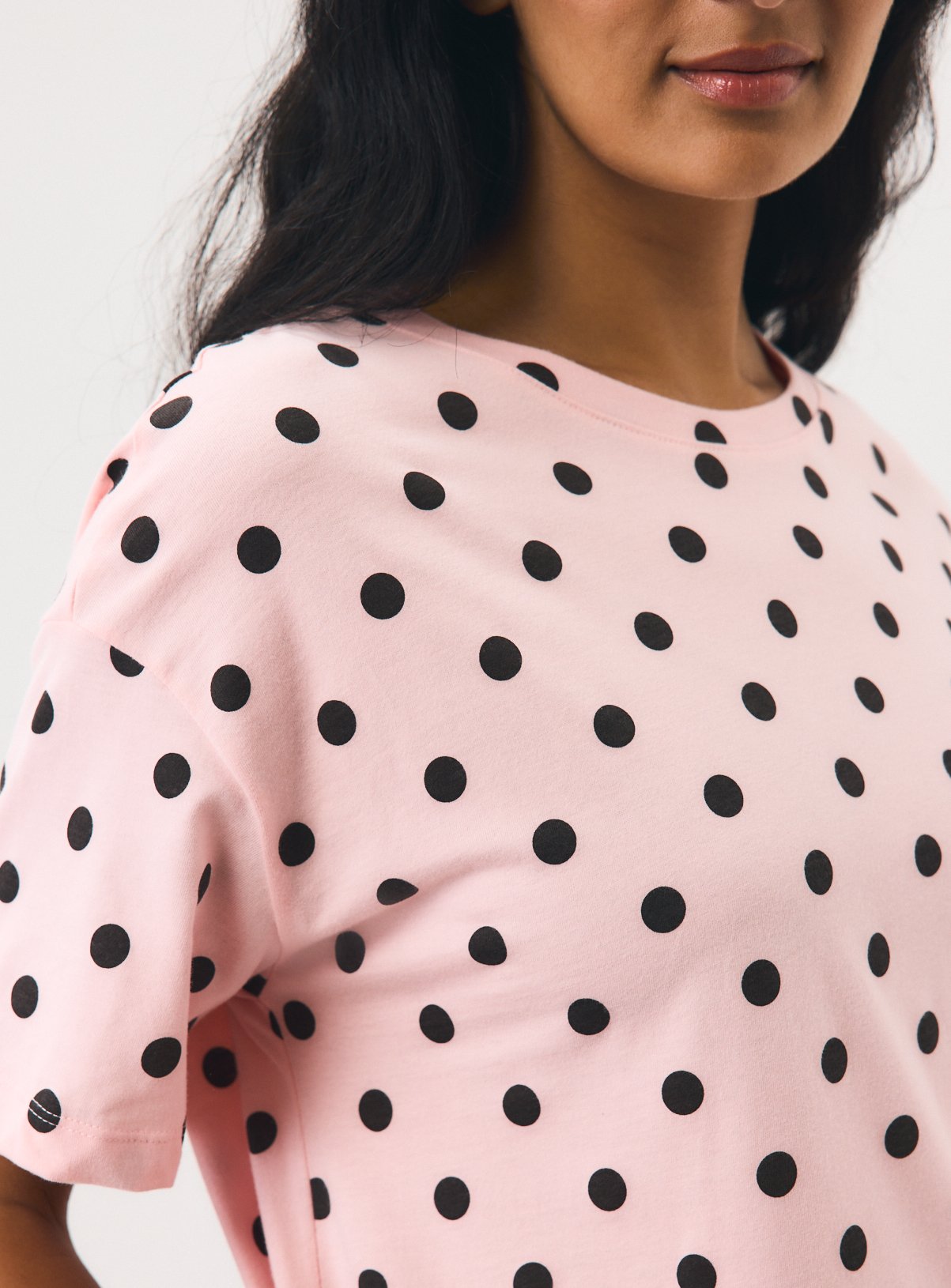 Pink & Brown Spotted Sleep T-Shirt XS - Image 3 thumbnail