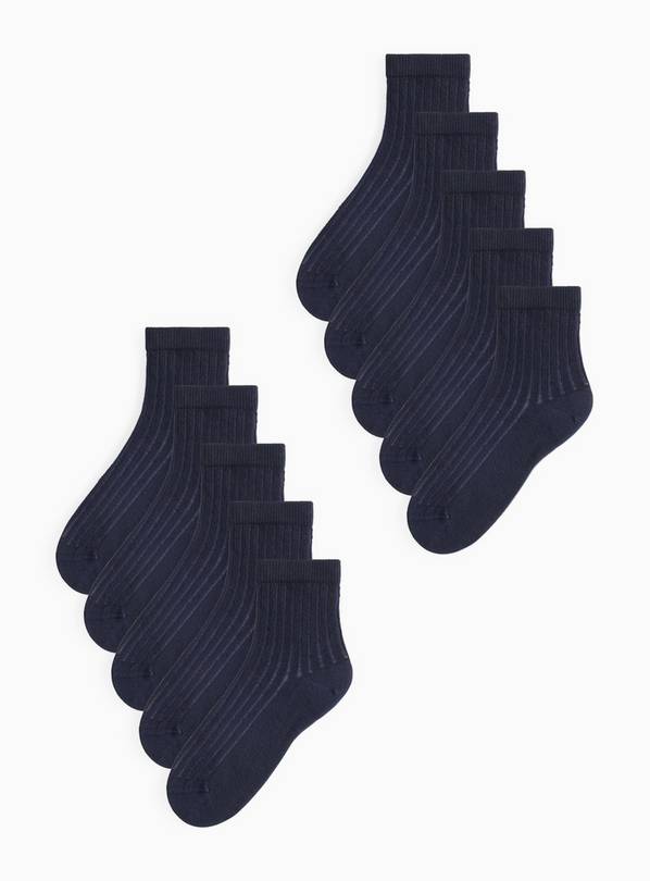 Black Ribbed Socks 10 Pack  4-6.5