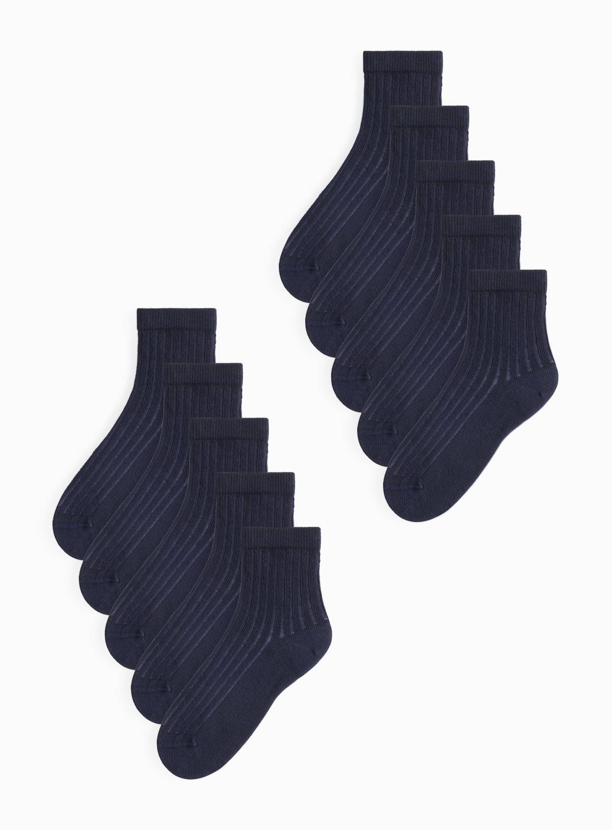 Navy Ribbed Socks 10 Pack  4-6.5 - Image 1