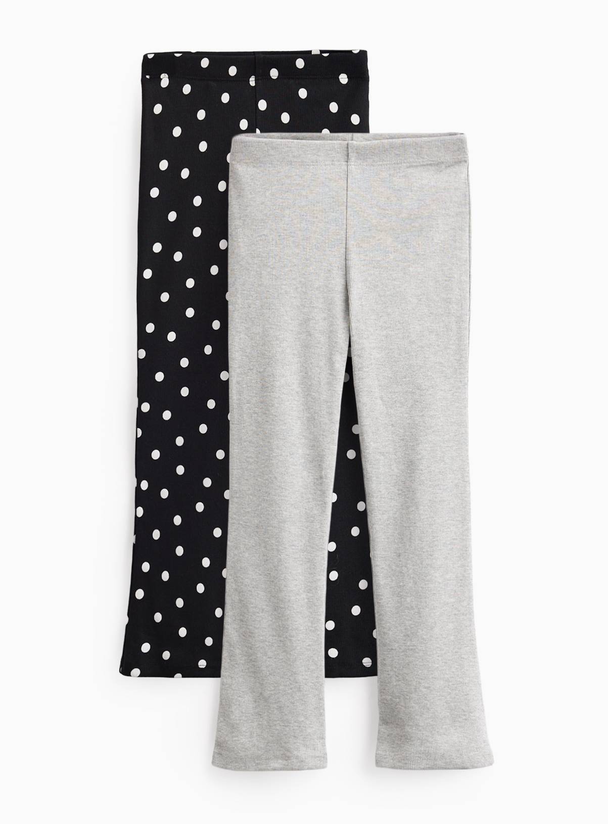 Brown Ribbed Kick Flare Leggings 2-Pack 6 years - Image 1