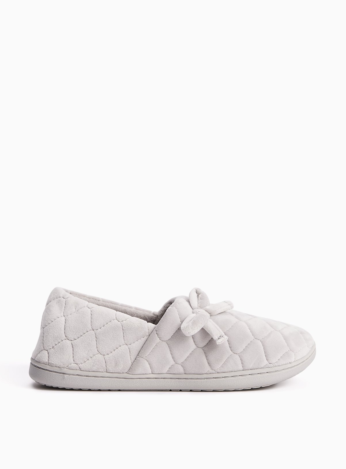 Grey Quilted Velour Slipper 7 - Image 2 thumbnail