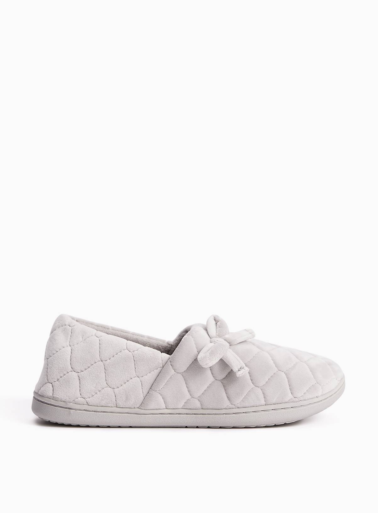 Grey Quilted Velour Slipper 7 - Image 2