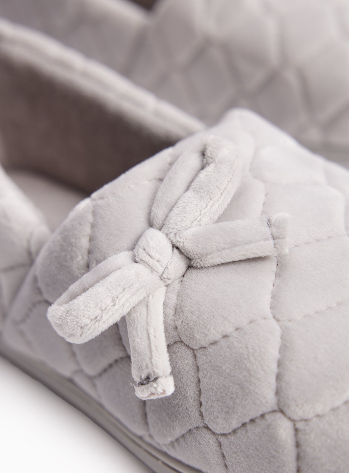 Grey Quilted Velour Slipper 7 - Image 3 thumbnail