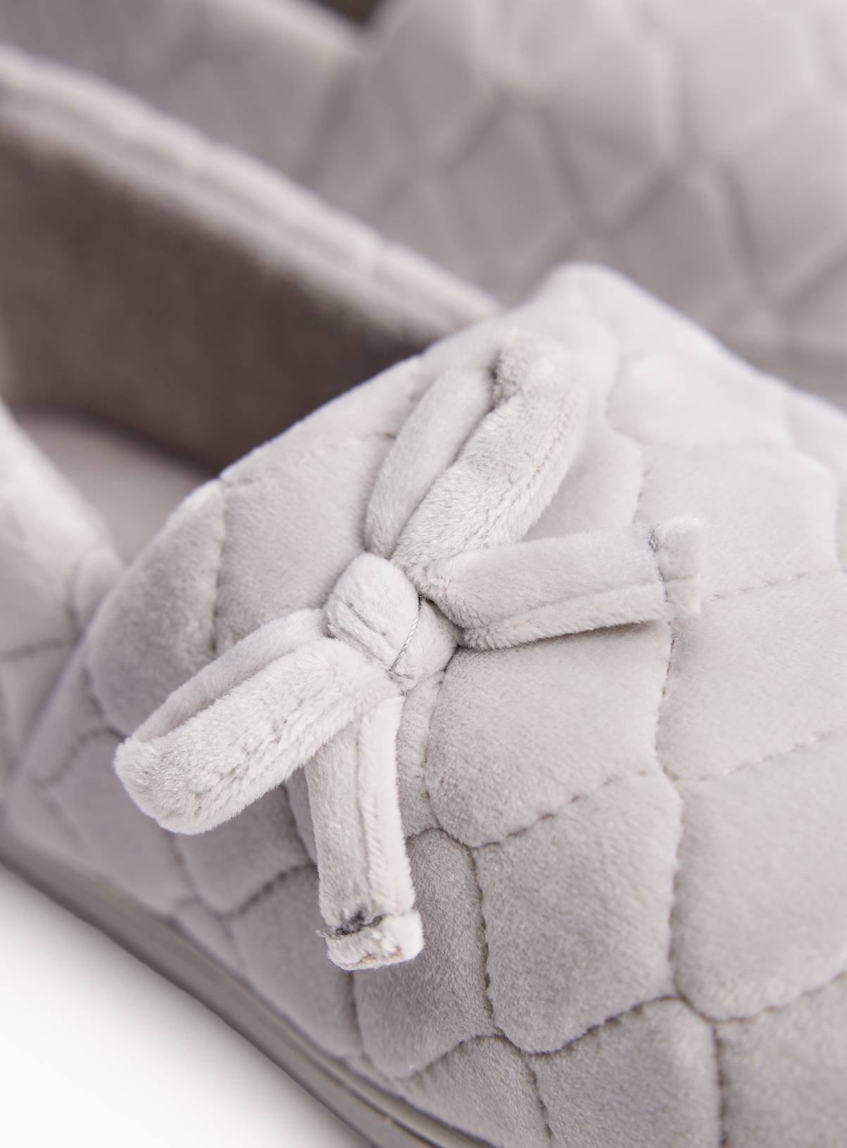 Grey Quilted Velour Slipper 7 - Image 3