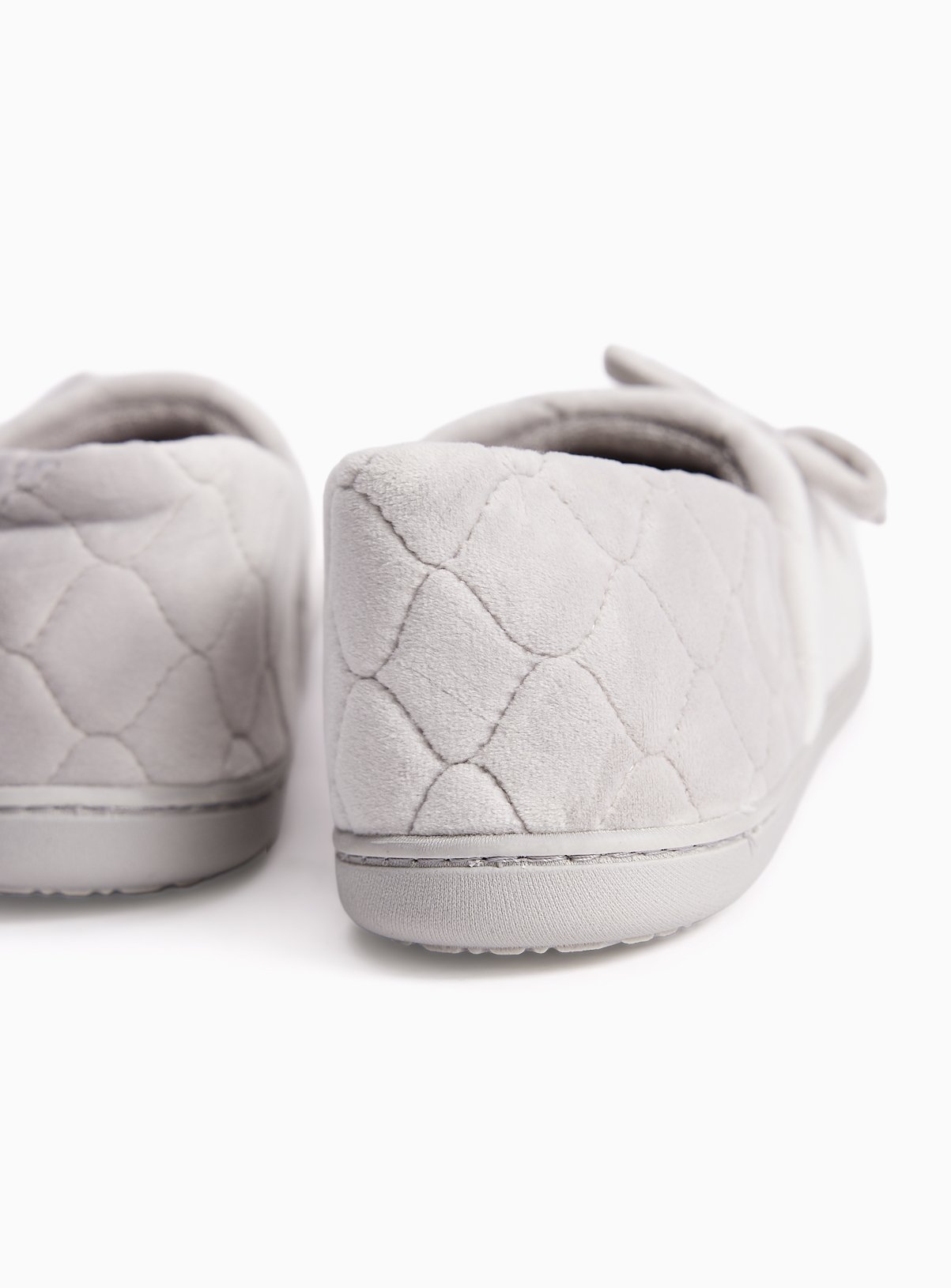 Grey Quilted Velour Slipper 7 - Image 4 thumbnail