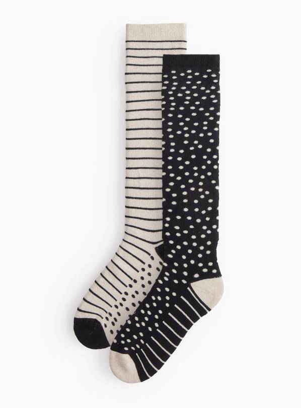 Mono Spot Knee High Welly Socks 2-Pack 6-8